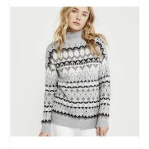 Abercrombie & Fitch Fair Isle Mock Neck Sweater NWOT Preppy Cotton Fisherman Sm